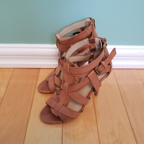 Aldo S5 Tan Leather Strappy Heeled Sandals - Picture 1 of 5